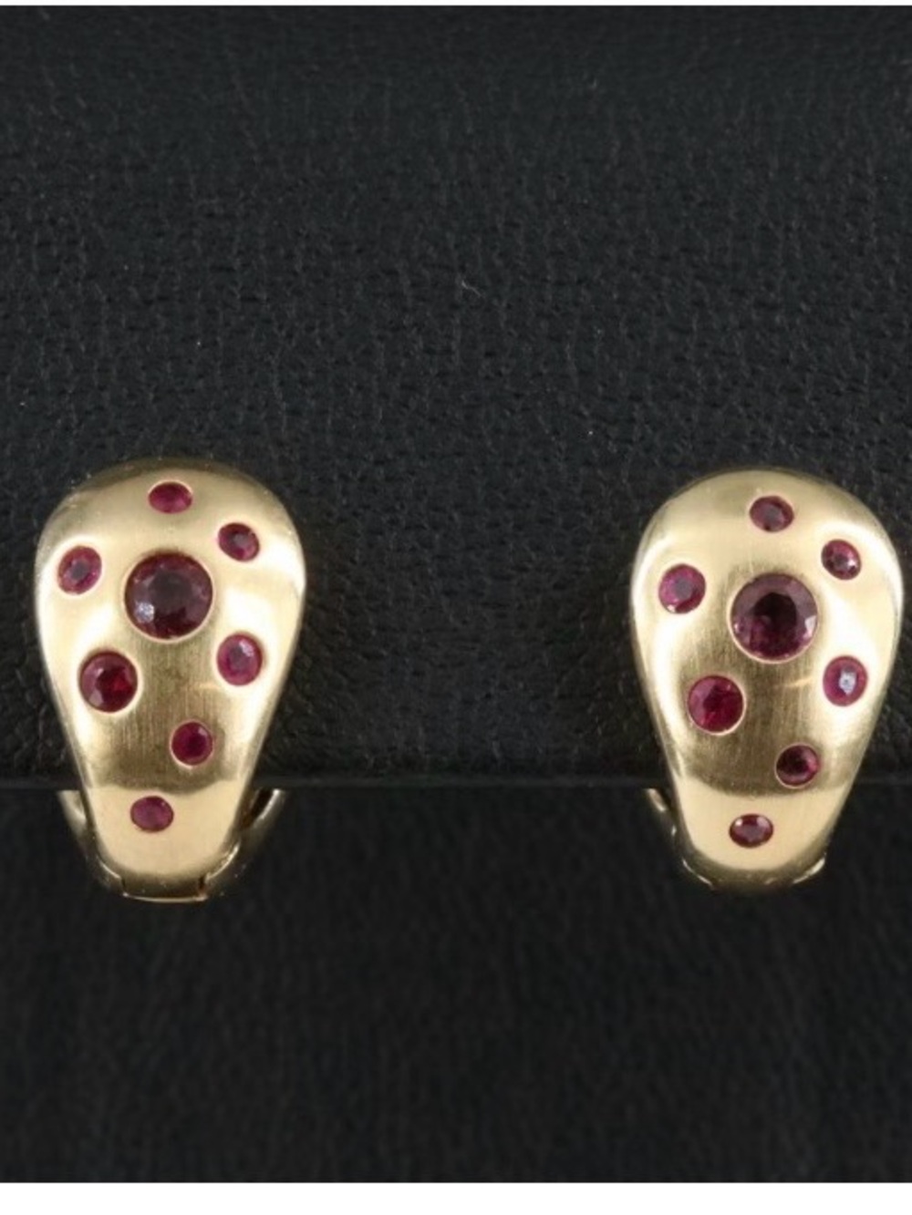 14K Yellow Gold and Ruby Huggie Earrings